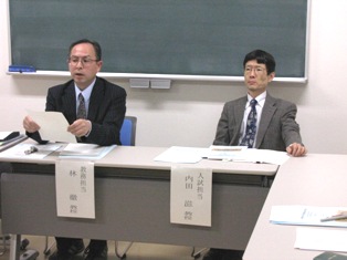 博士後期課程の説明(左から：林教授・内田教授)