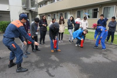 西町国際交流会館で防火訓練を実施