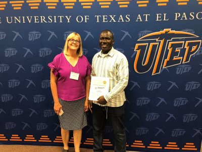 Robert Nesta Kagali with Prof. Elizabeth Walsh at UTEP