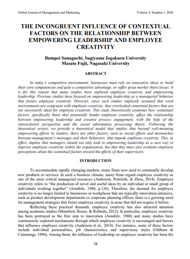 The incongruent influence of contextual factors on the relationship between empowering leadership and employee creativity